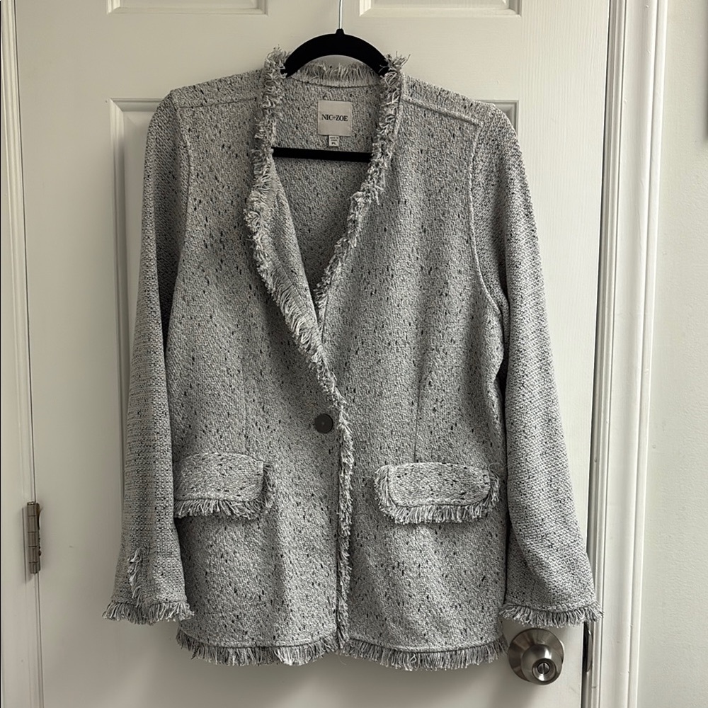 NIC+ZOE Gray Tweed Blazer Relaxed Fit NWOT